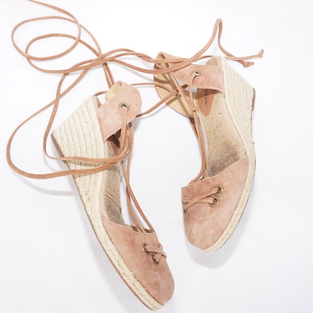 Lucky BrandĀ Keller Suede Espadrille Lace-Up Wedges, Sizeā7 - Picture 7 of 11